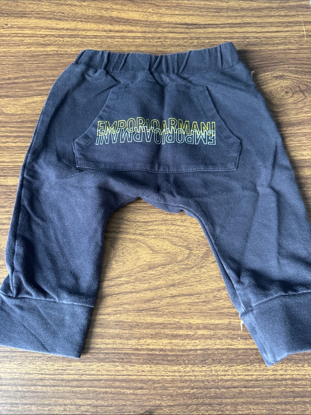 Emporio Armani Kids Navy Jogger Pants with Yellow Logo